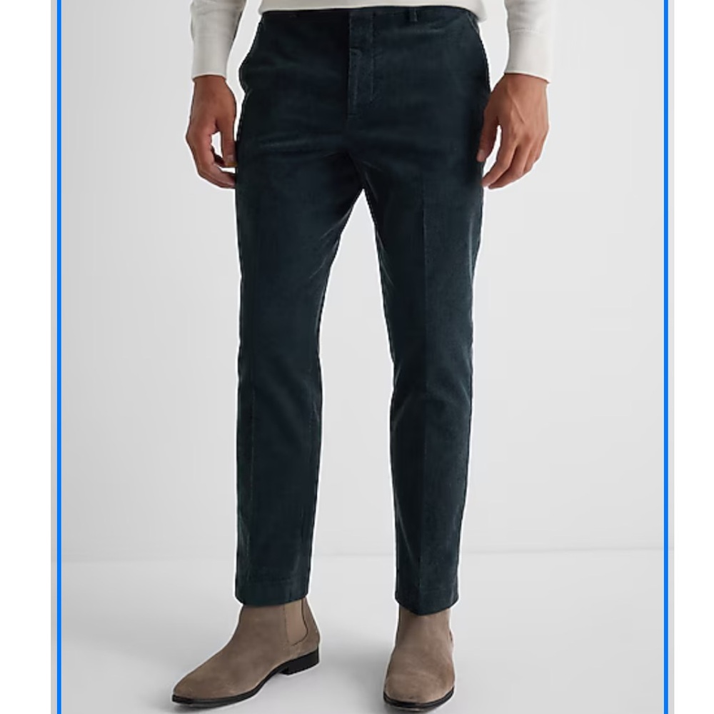 Express Extra Slim Corduroy Dark Blue Men's Pants flat front Sz 30 X 30